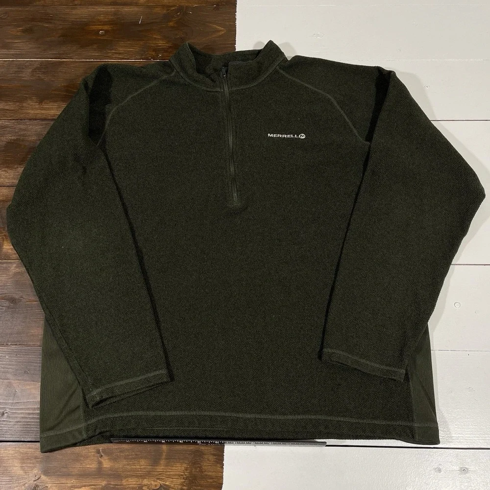 Merrell Terrain Fleece 1/4 Zip Pullover Sweater Forest Green Mens Size‎ XL